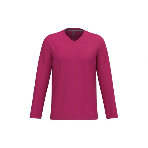 Camiseta manga larga y cuello de pico hombre