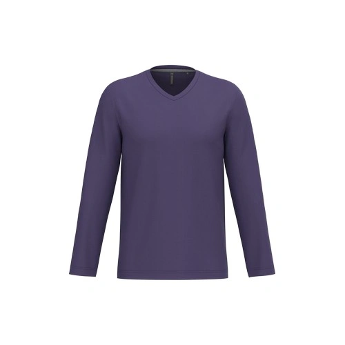Camiseta manga larga y cuello de pico hombre