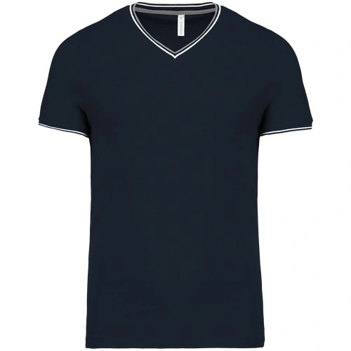 Camiseta de punto piqué con cuello de pico de hombre