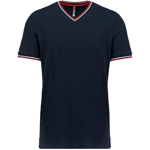 Camiseta de punto piqué con cuello de pico de hombre