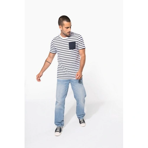 Camiseta Marinera a rayas con bolsillo manga corta