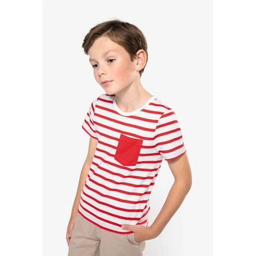 Camiseta Marinero a rayas con bolsillo manga corta para niños