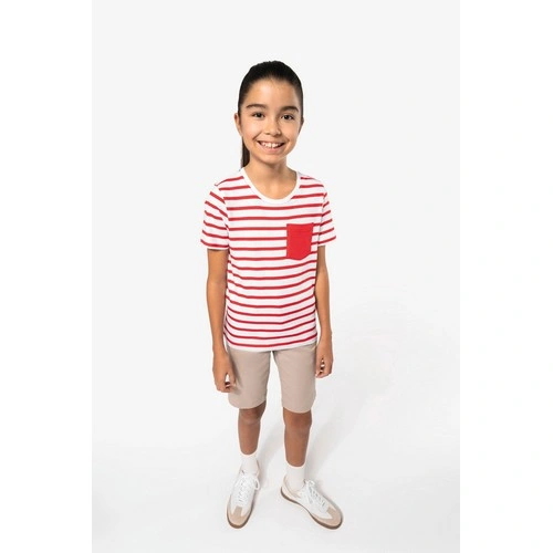 Camiseta Marinero a rayas con bolsillo manga corta para niños