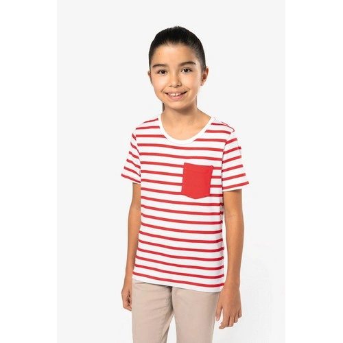 Camiseta Marinero a rayas con bolsillo manga corta para niños