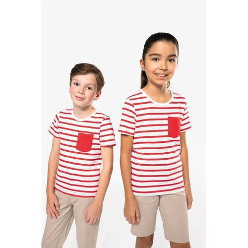 Camiseta Marinero a rayas con bolsillo manga corta para niños