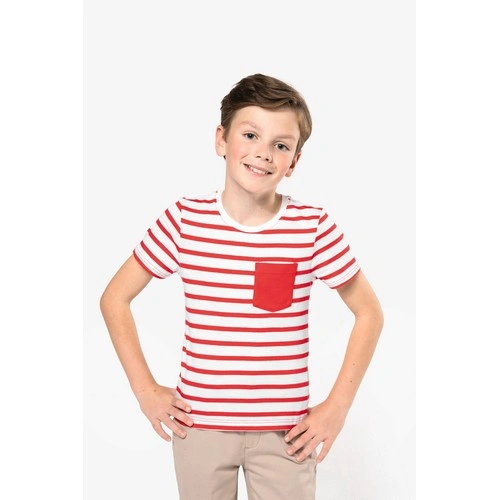 Camiseta Marinero a rayas con bolsillo manga corta para niños