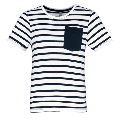 Camiseta Marinero a rayas con bolsillo manga corta para niños