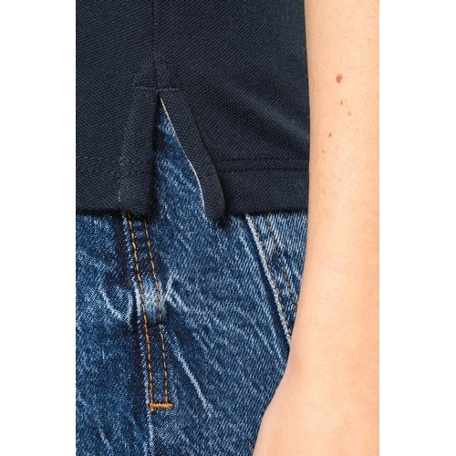 Camiseta de punto piqué con cuello de pico mujer