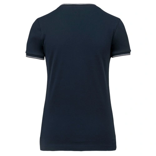 Camiseta de punto piqué con cuello de pico mujer