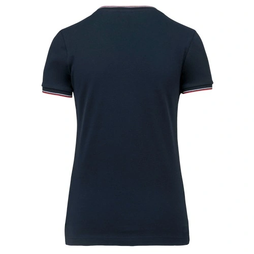 Camiseta de punto piqué con cuello de pico mujer