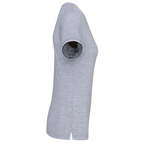Camiseta de punto piqué con cuello de pico mujer