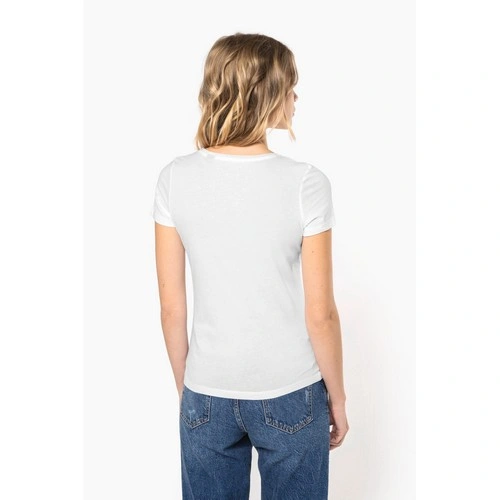 Camiseta orgánica con cuello sin costuras y manga corta mujer