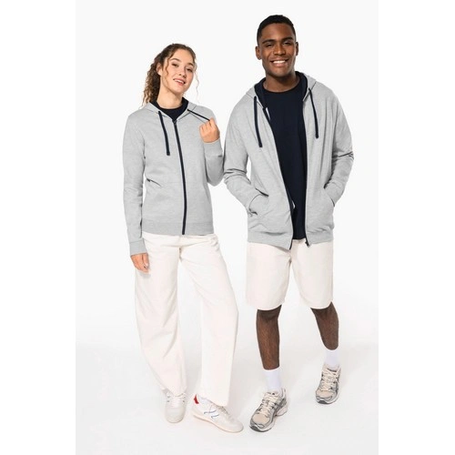 Sudadera capucha y cremallera contrastada