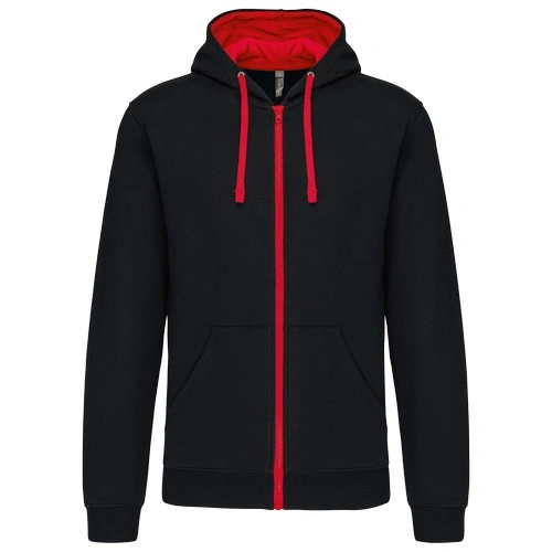 Sudadera capucha y cremallera contrastada