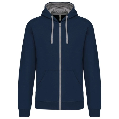 Sudadera capucha y cremallera contrastada