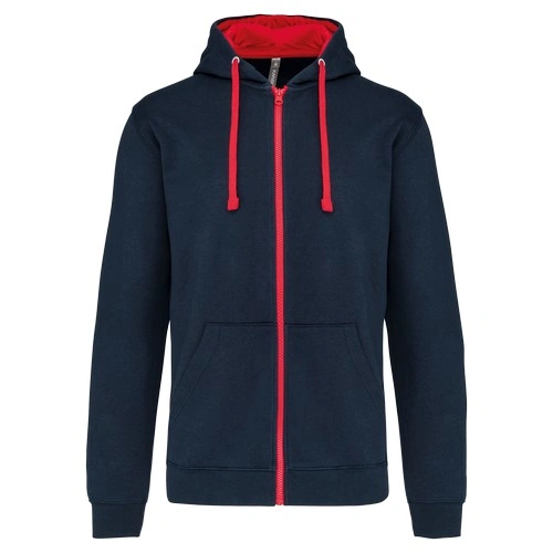 Sudadera capucha y cremallera contrastada