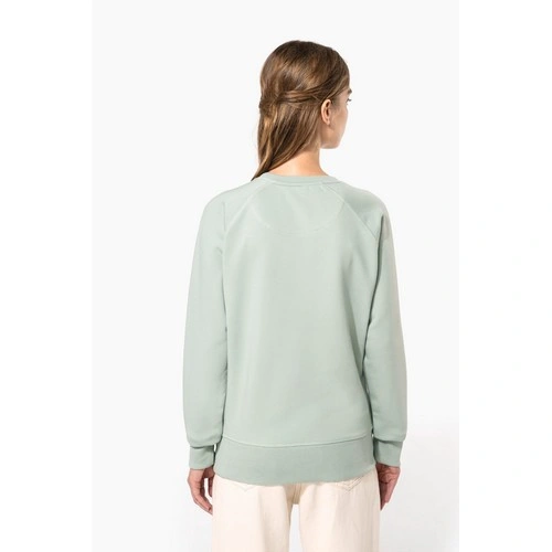 Sudadera algodón orgánico con cuello redondo y mangas raglan de mujer