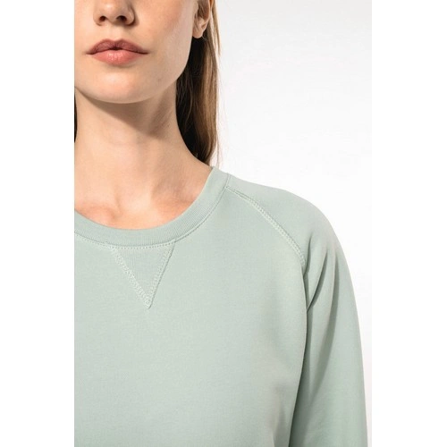 Sudadera algodón orgánico con cuello redondo y mangas raglan de mujer