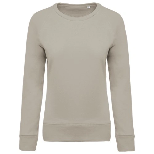 Sudadera algodón orgánico con cuello redondo y mangas raglan de mujer