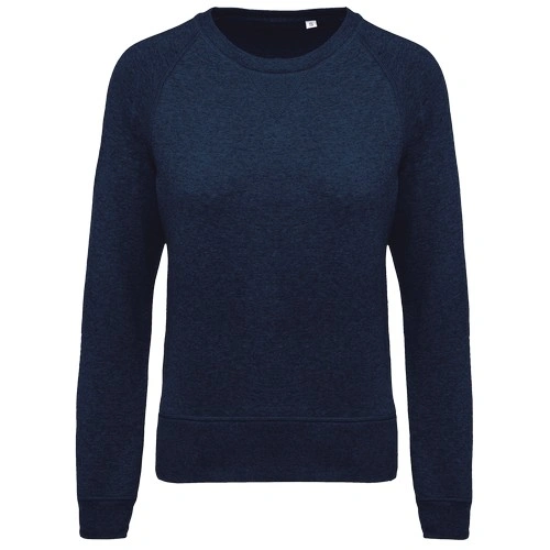 Sudadera algodón orgánico con cuello redondo y mangas raglan de mujer