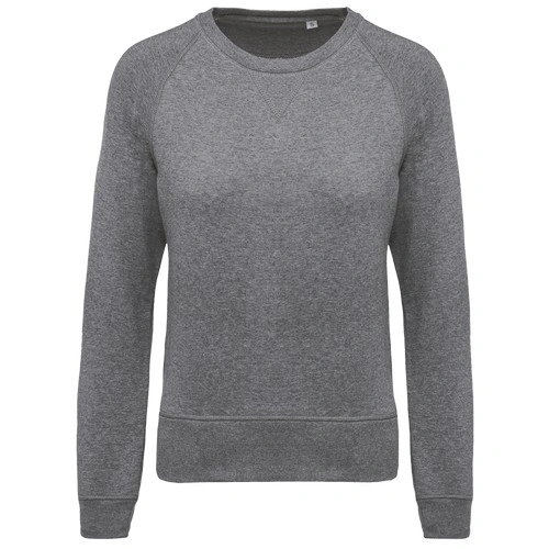 Sudadera algodón orgánico con cuello redondo y mangas raglan de mujer