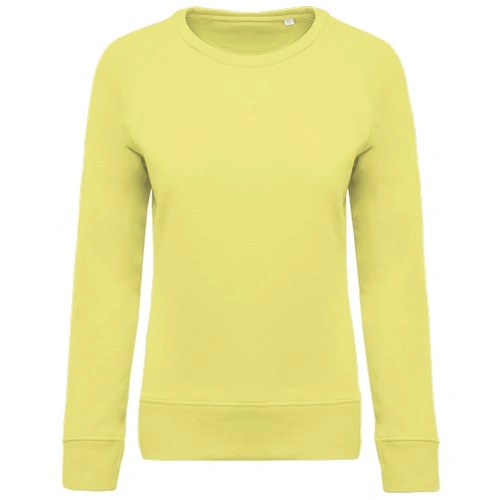 Sudadera algodón orgánico con cuello redondo y mangas raglan de mujer