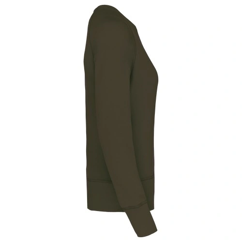 Sudadera algodón orgánico con cuello redondo y mangas raglan de mujer