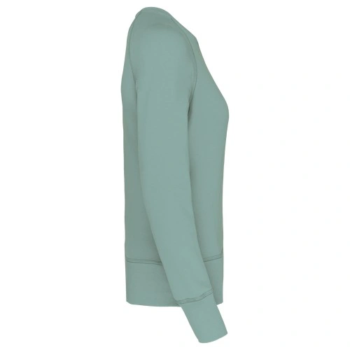 Sudadera algodón orgánico con cuello redondo y mangas raglan de mujer