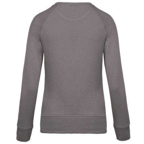 Sudadera algodón orgánico con cuello redondo y mangas raglan de mujer
