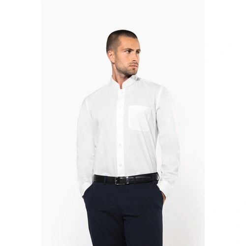 Camisa cuello mao manga larga hombre