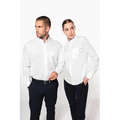 Camisa cuello mao manga larga hombre