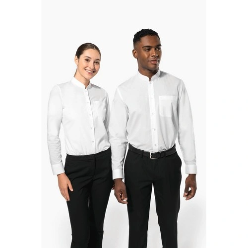 Camisa cuello mao manga larga hombre
