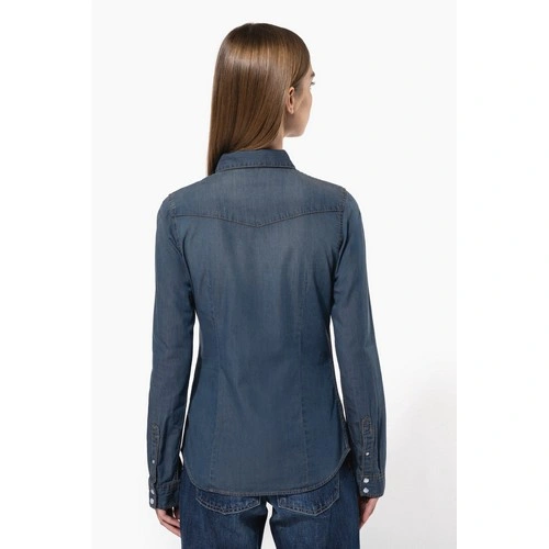 Camisa denim manga larga mujer