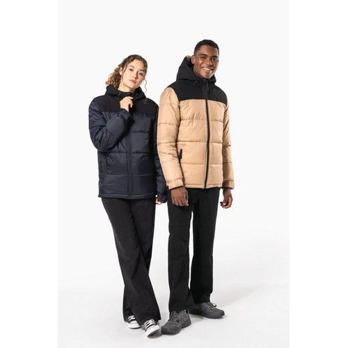 Parka acolchada bicolor con capucha unisex