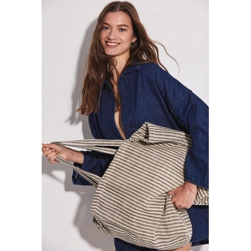 Bolsa shopper de juco a rayas