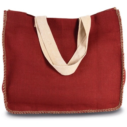 Bolsa de yute con costuras contrastadas