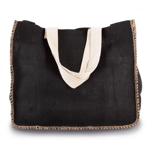 Bolsa de yute con costuras contrastadas