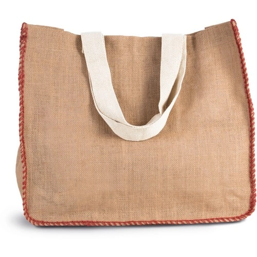 Bolsa de yute con costuras contrastadas