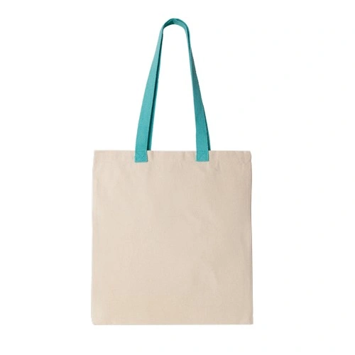Bolsa shopper tejido canvas plana con asas contrastadas