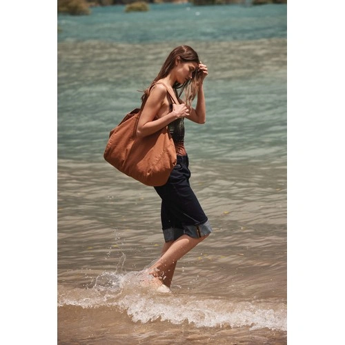 Bolsa shopper de algodón efecto lavado