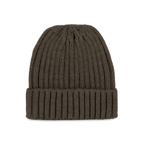 Gorro de punto canalé 2 x 1 con dobladillo