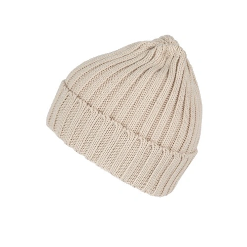 Gorro de punto canalé 2 x 1 con dobladillo