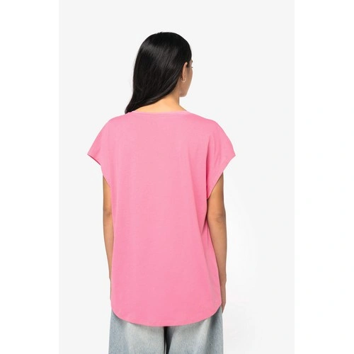 Camiseta ecorresponsable holgada con cuello de pico mujer