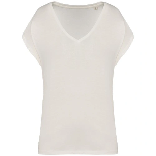 Camiseta ecorresponsable holgada con cuello de pico mujer