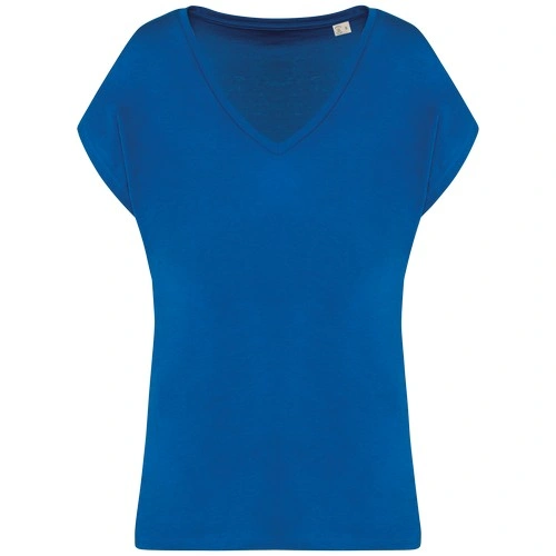 Camiseta ecorresponsable holgada con cuello de pico mujer