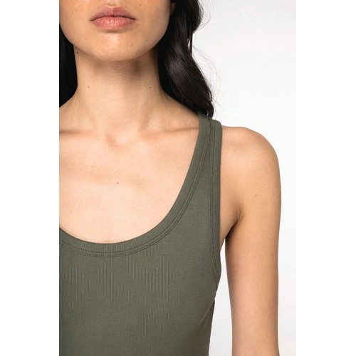 Camiseta de tirantes ecorresponsable de canalé mujer