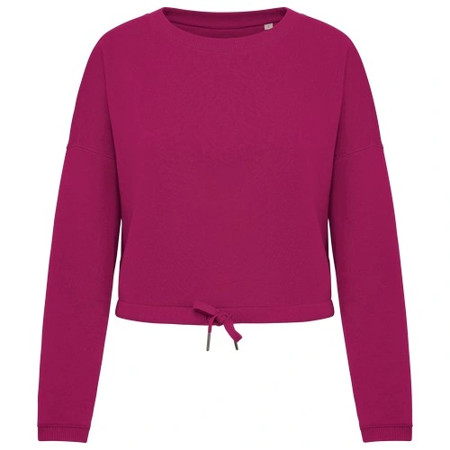 Sudadera ecorresponsable de cuello redondo oversize crop mujer