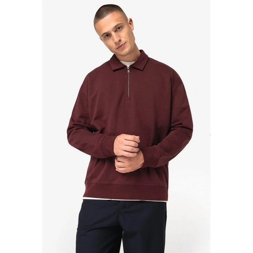 Sudadera ecorresponsable 1/4 cremallera cuello tipo polo y hombros caídos unisex