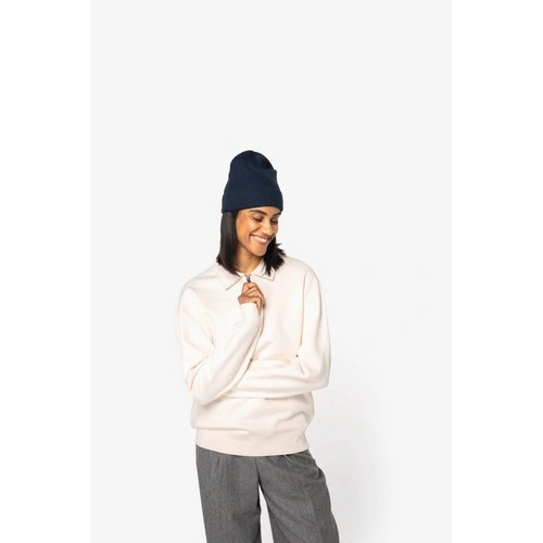 Sudadera ecorresponsable 1/4 cremallera cuello tipo polo y hombros caídos unisex