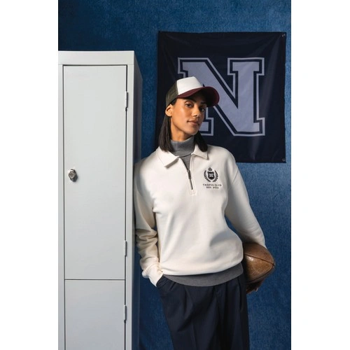 Sudadera ecorresponsable 1/4 cremallera cuello tipo polo y hombros caídos unisex